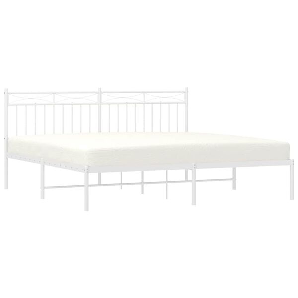vidaXL Bed Frame White Powder-Coated Steel 72 x 84 in Bed Frame