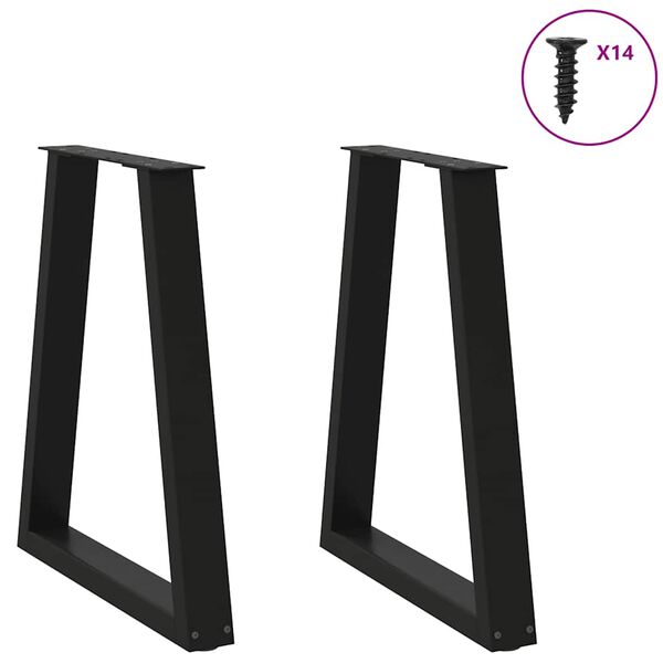 vidaXL Coffee Table Leg Set of 2 Black Steel 19.7 x 28.3 in