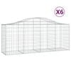 vidaXL Gabion Basket Set of 6 Silver Galvanized Steel Large Durable