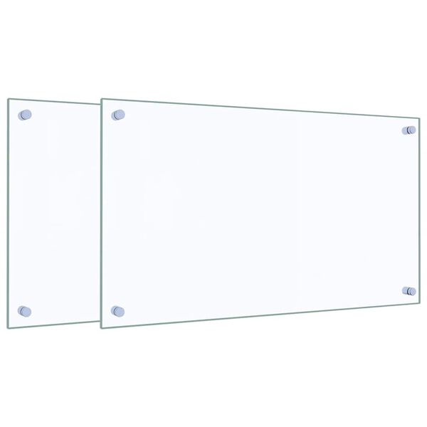 vidaXL Kitchen Backsplashes 2 pcs Transparent 27.6"x15.7" Tempered Glass