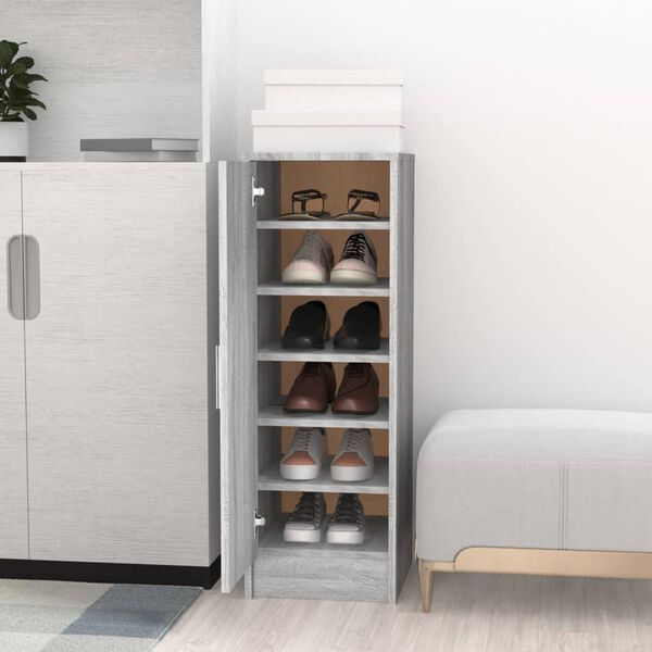 vidaXL Shoe Cabinet Gray Sonoma Engineered wood Medium
