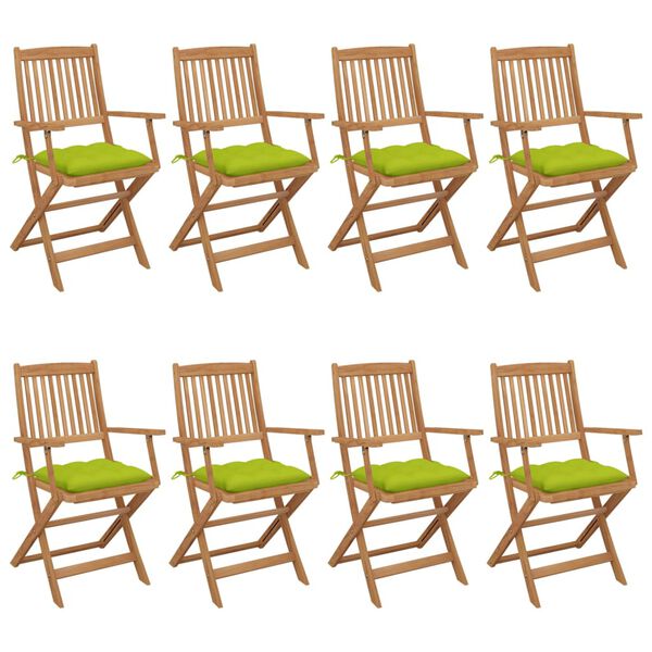 vidaXL Folding Patio Chairs 8 pcs with Cushions Solid Acacia Wood (2x313602+2x314894)