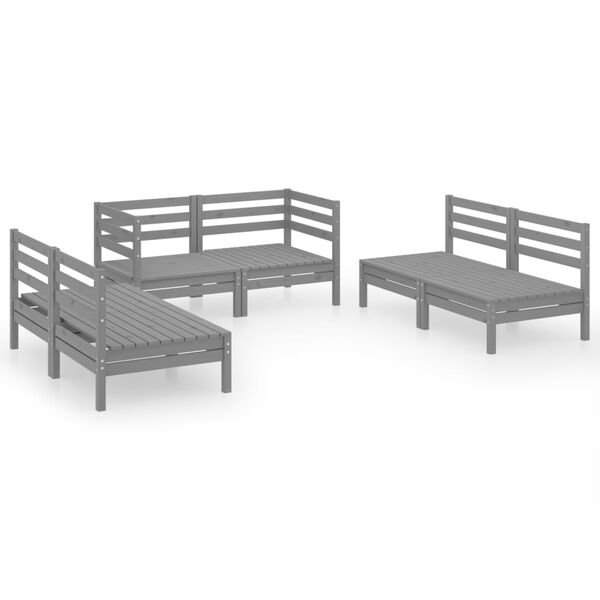 vidaXL Garden Lounge Set Grey Solid pinewood Large Modular