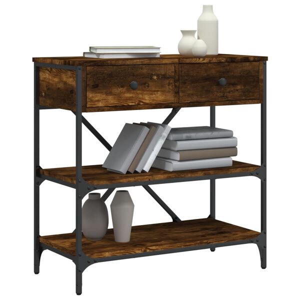 vidaXL Console Table Smoked oak Engineered wood and metal Medium
