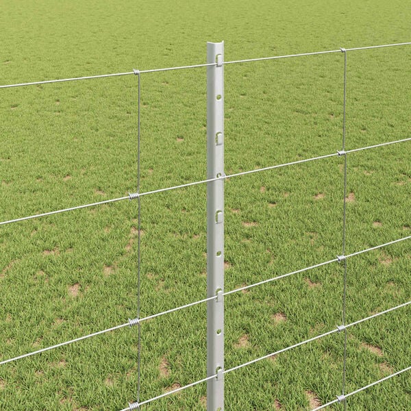 vidaXL Fence with Post Silver 4.59 x 82.02 ft Steel