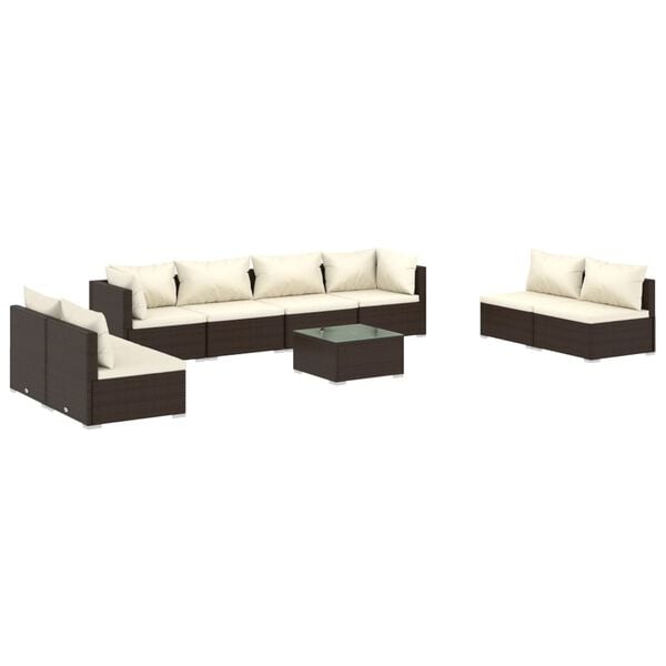vidaXL Outdoor Lounge Set Brown, Cream