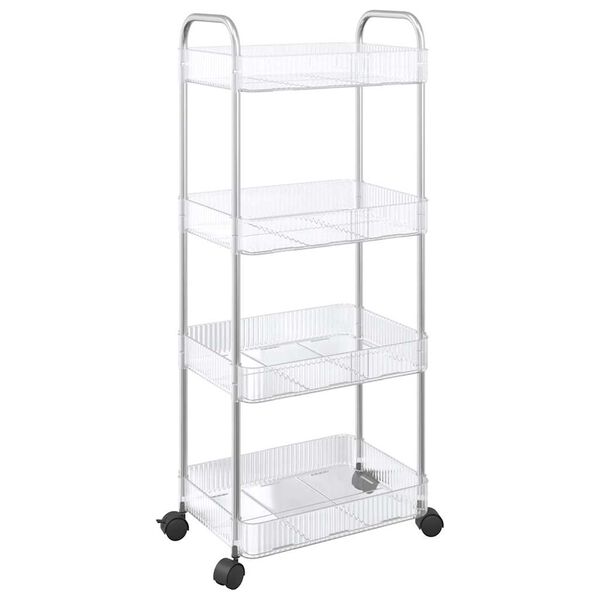 vidaXL Storage Trolley 4-Tier Transparent 14.6x11.0x37.4" Acrylic