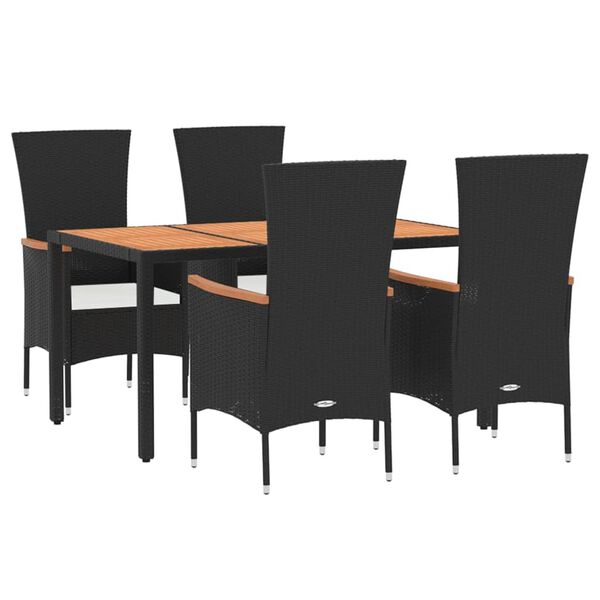 vidaXL Garden Dining Set Black Poly Rattan Large Modular