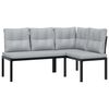 vidaXL Garden Sofa Set Black Powder-Coated Steel Large