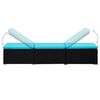 vidaXL Sun Lounger Black, Blue PE Rattan, Powder-Coated Steel, Polyester