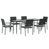 vidaXL 7 Piece Patio Dining Set with Cushions Poly Rattan and Steel