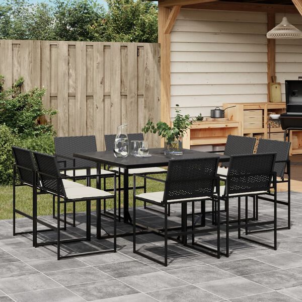 vidaXL Garden Dining Set Black, Cream White