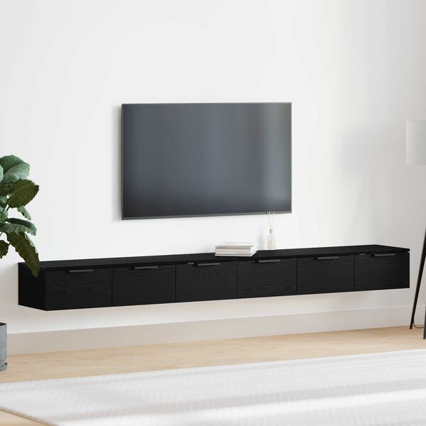 vidaXL Wall-mounted Cabinet 2 pcs Black Oak 40.16 x 11.81 x 7.87 in