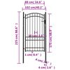 vidaXL Fence Gate with Arched Top Steel 39.4x68.9" Black