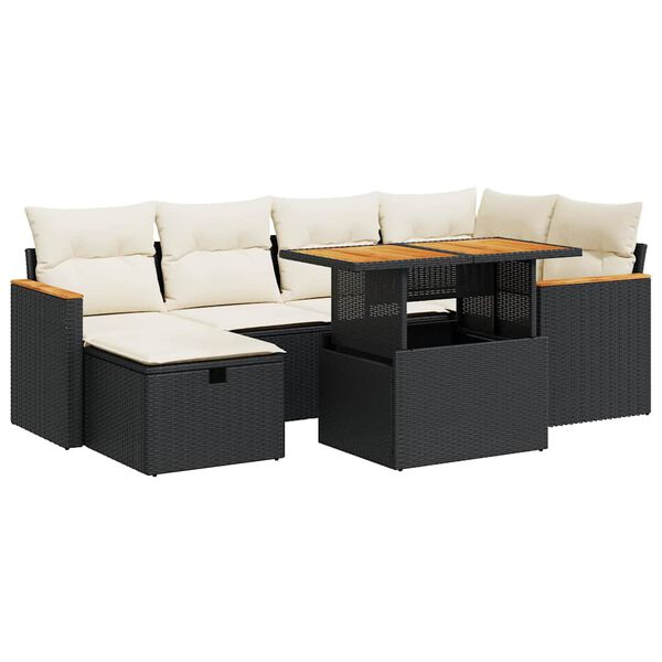 vidaXL Garden Sofa Set Black and white