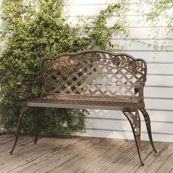 vidaXL Garden Bench Bronze Cast aluminum, Cast iron Medium Durable