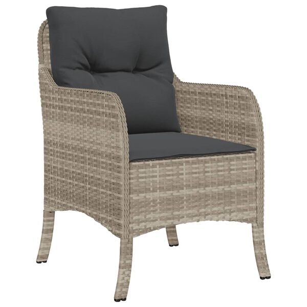 vidaXL Garden Chair Set of 2 Light Grey PE rattan, powder-coated steel