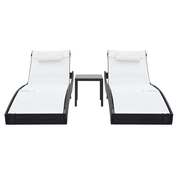 vidaXL Sunlounger Set of 2 Black and white