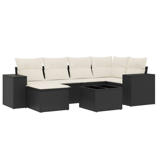 vidaXL Garden Sofa Set Black and Cream White