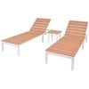 vidaXL Sun Loungers 2 pcs with Table Aluminum and WPC White and Brown