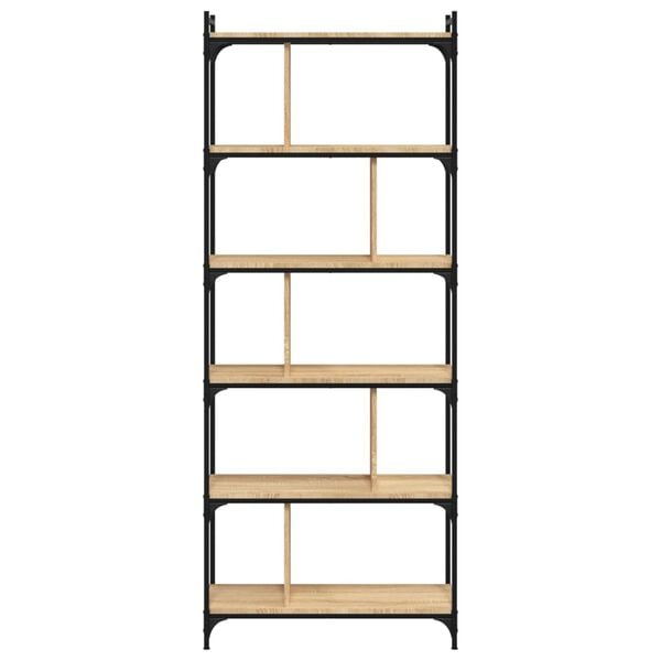 vidaXL Bookcase Sonoma Oak Engineered wood, Metal 6-Tier Tall