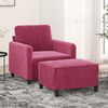vidaXL Sofa Chair with Footstool Wine Red 23.6" Velvet
