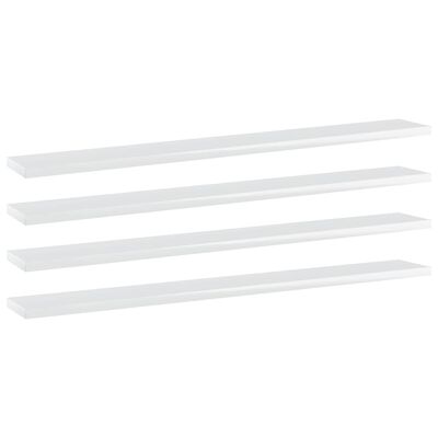vidaXL Bookshelf Boards 4 pcs High Gloss White 31.5"x3.9"x0.6" Chipboard