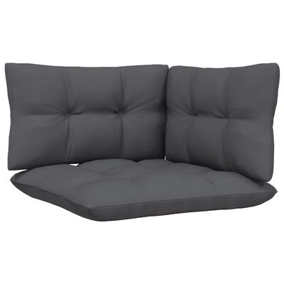 vidaXL 3 Piece Patio Lounge Set with Anthracite Cushions Pinewood