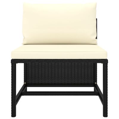 vidaXL 4-Seater Patio Sofa with Cushions Black Poly Rattan