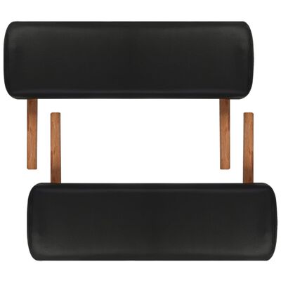 Black Foldable Massage Table 3 Zones with Wooden Frame