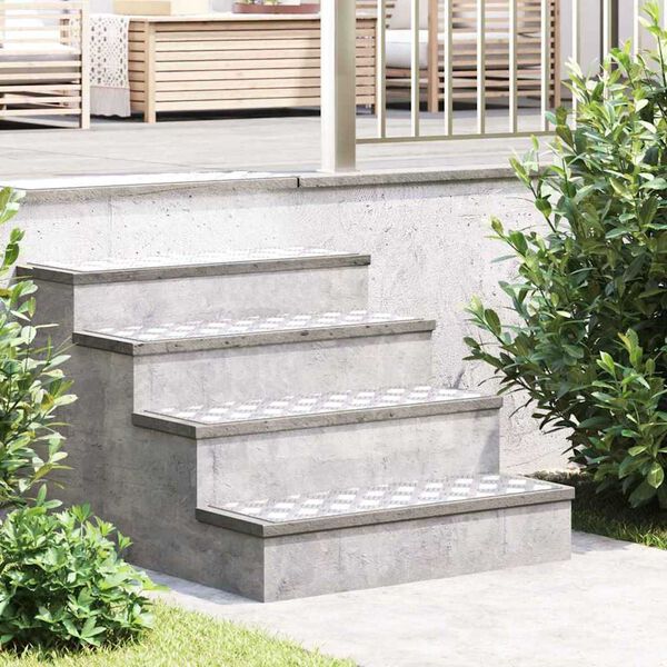 vidaXL Stair Tread Rectangular 4 pcs Silver 29.53 x 9.84 in Aluminium