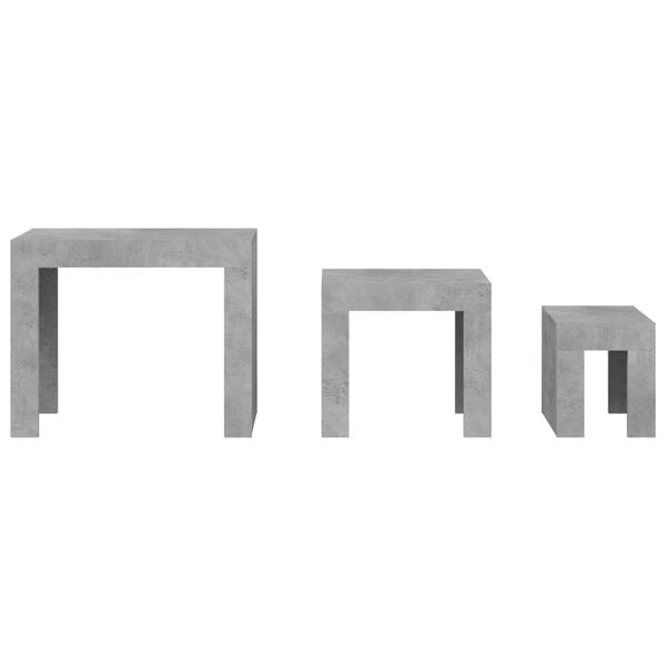 vidaXL Nesting Coffee Table Set of 3 Concrete Grey Engineered Wood Small