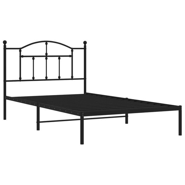 vidaXL Bed Frame Black Powder-Coated Steel Twin Bed Frame Rectangular