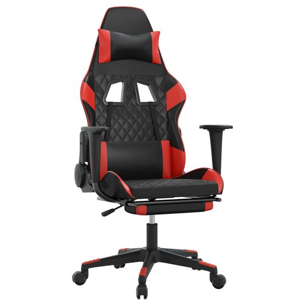 vidaXL Gaming Chair Black and Red Faux leather, Metal, Plywood Medium