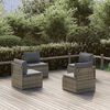 vidaXL Middle Sofa Grey Poly Rattan, Powder-Coated Steel, Polyester, PVC