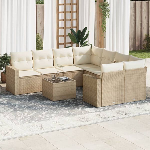 vidaXL Garden Sofa Set Beige and cream