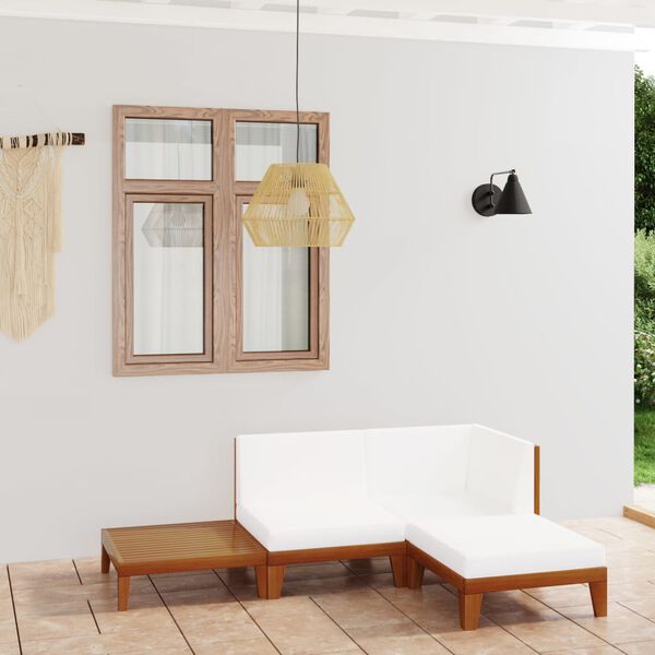 vidaXL Garden Lounge Set Cream white Solid Acacia wood, Polyester Medium