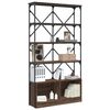 vidaXL Bookcase Brown Oak Engineered Wood and Metal Large