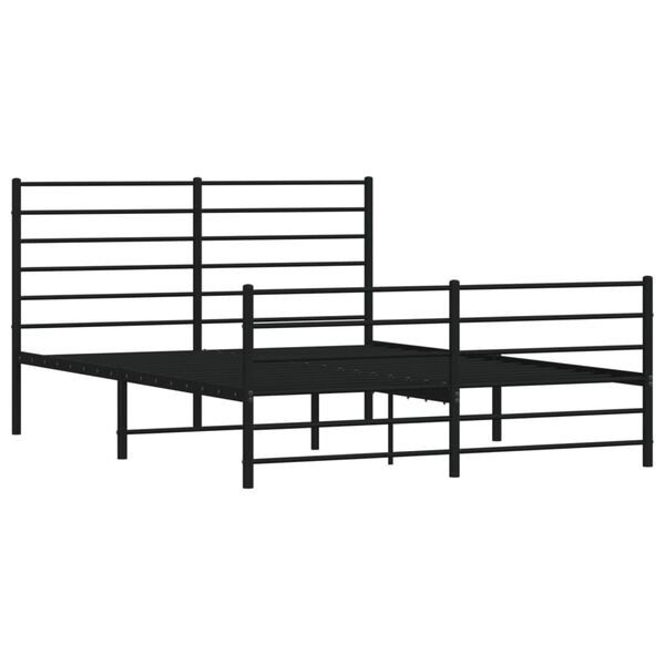 vidaXL Bed Frame Black Powder-Coated Steel Full Bed Frame Rectangular