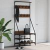 vidaXL Clothes Rack Brown Oak Engineered Wood, Metal 31.5x15.7x72.4 in
