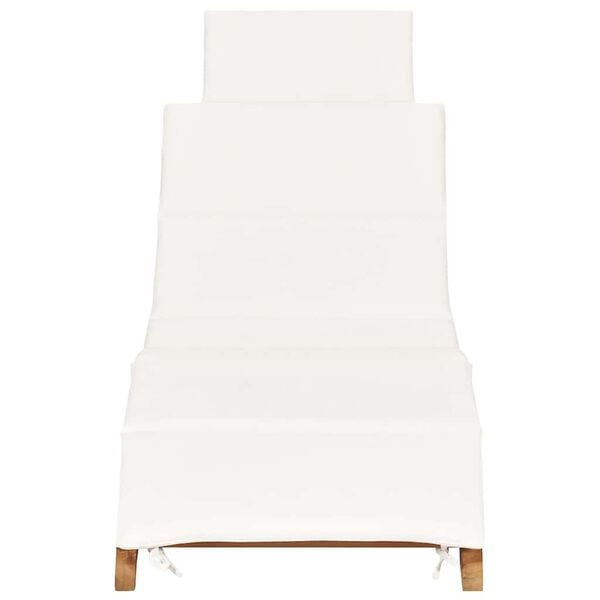vidaXL Sunlounger Cream White Fine sanded teak hardwood Standard