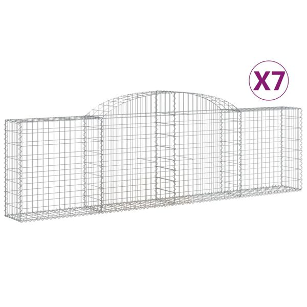 vidaXL Gabion Basket Set of 7 Silver Galvanized Iron