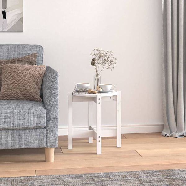 vidaXL Coffee Table White Solid pine wood Durable Coffee Table Round