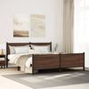 vidaXL Bed Frame Brown oak Steel, engineered wood Double Bed Frame