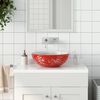 vidaXL Countertop Basin White and Red Round Φ16.1x5.5" Ceramic