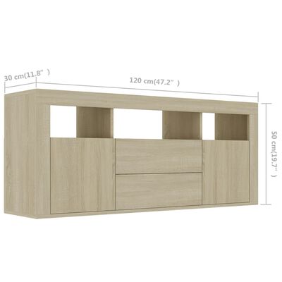 vidaXL TV Stand Sonoma Oak 47.2"x11.8"x19.7" Engineered Wood