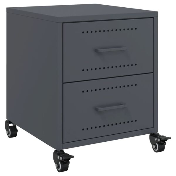 vidaXL Bedside Cabinet Anthracite Cold-rolled steel 14.2 x 15.4 x 17.1 in