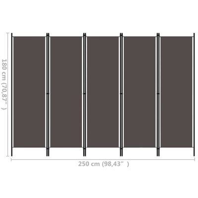 vidaXL 5-Panel Room Divider Anthracite 98.4"x70.9"