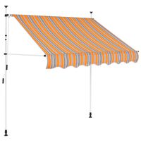 vidaXL Manual Retractable Awning 39.4" Yellow and Blue Stripes