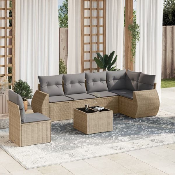 vidaXL Garden Sofa Set Beige and Light Grey